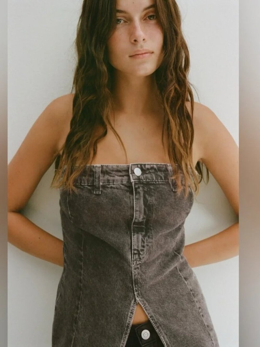 Zara Denim Bustier Bandeau Corset Top Size M BRAND NEW!